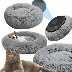Legowisko Dla Psa i Kota Miękki Pluszowy Materiał Antypoślizgowe Szare 60cm