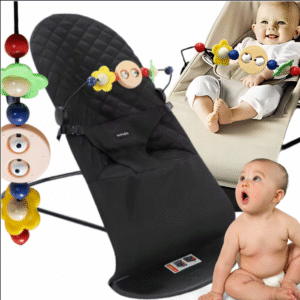 Leżaczek Fotelik Bujany Dziecięcy Składany Czarny dla Dzieci