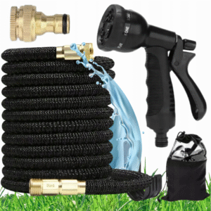 Wąż Ogrodowy 15 m z Pistoletem 8w1 – Rozciągliwy Elastyczny + ZŁĄCZKI ZESTAW 8w1 SOLID
